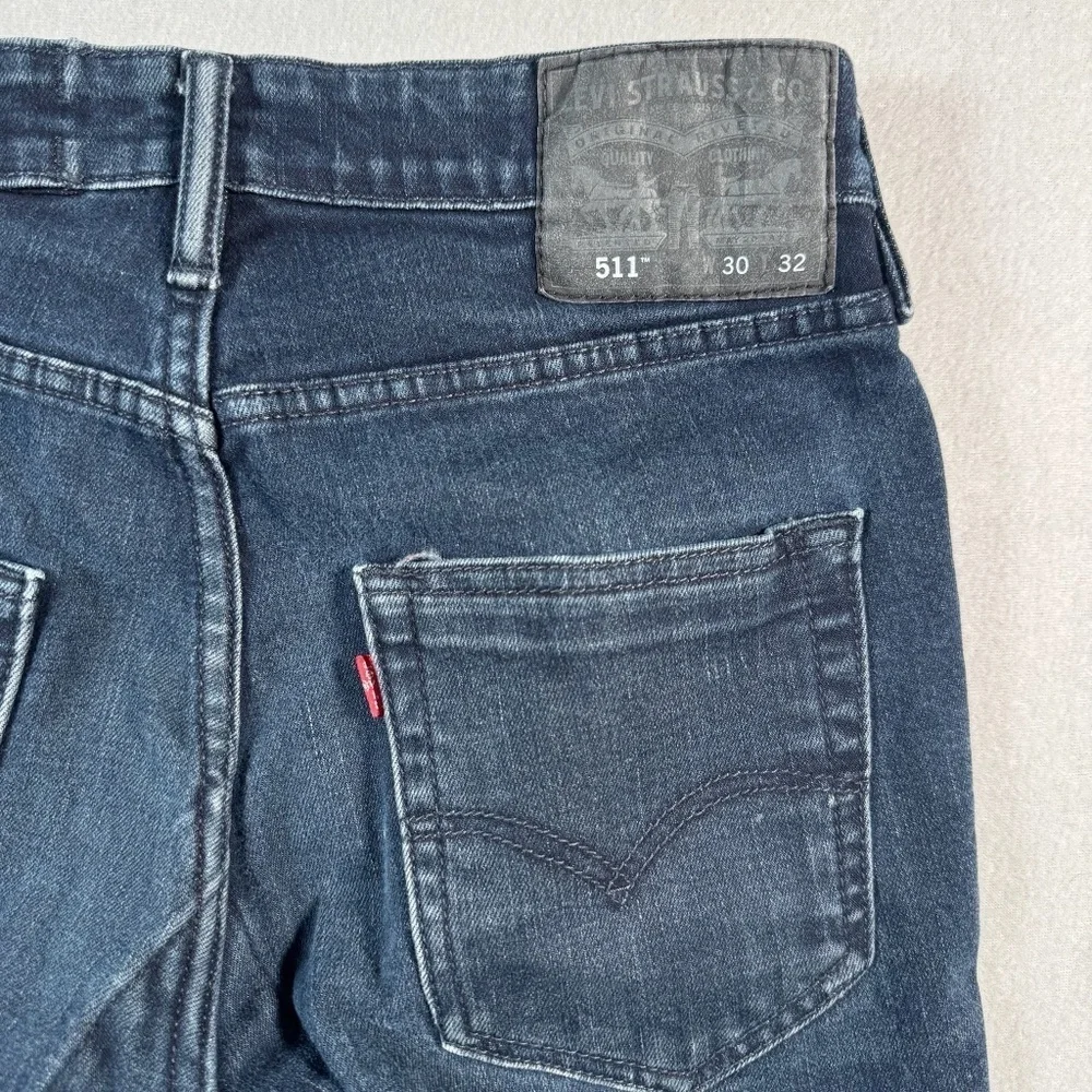 Levis Jeans Mens 30 Blue 511 Slim Straight Mid Rise Dark Wash Stretch